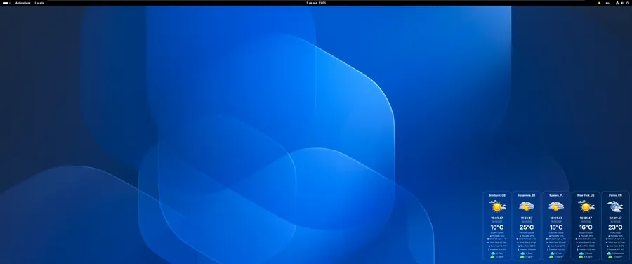 WeatherWidget on Fedora Linux in vertical selective format