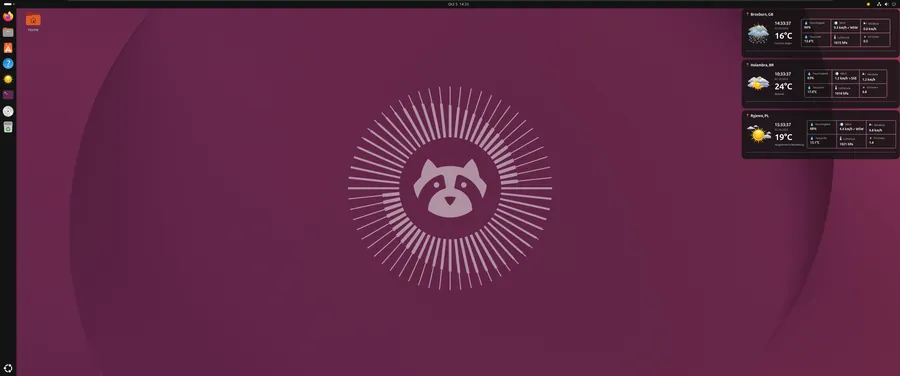 WeatherWidget on Ubuntu Linux displaying initial demo layout
